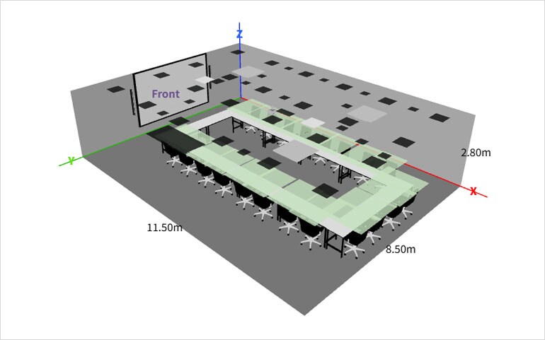 Interfaz de usuario del navegador que muestra el diseño y la configuración automáticos para Voice Lift de ProVisionaire Plan a ADECIA