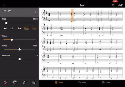 Reproduce tus canciones favoritas de inmediato con la función “Audio a partitura”.
