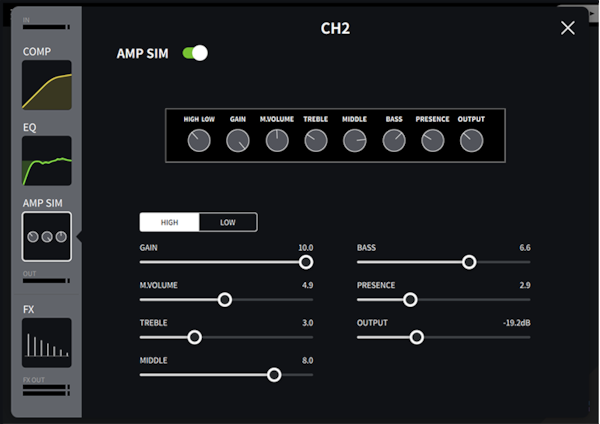 AMP SIM (simulador de amplificador) - Canal 2
