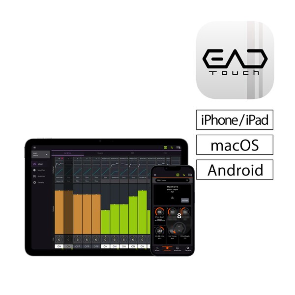 Ícono de la app EAD Touch y pantalla de control