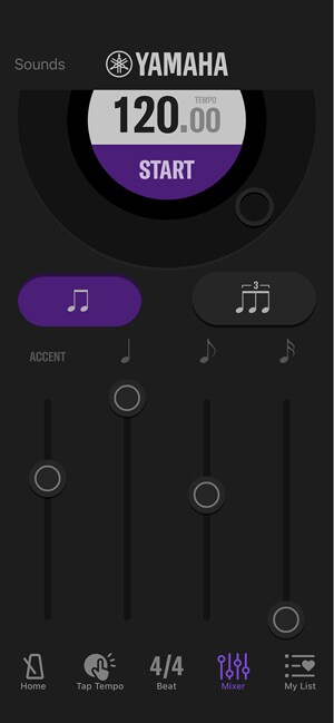 La pantalla del mezclador permite ajustar el volumen de cada pulso.