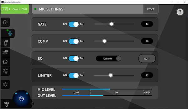 MIC SETTINGS (ajustes de micrófono)